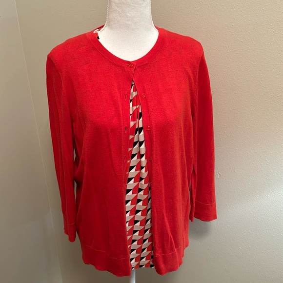 LOFT Coral Cardigan Sweater 3/4 sleeve Large - Picture 1 of 5